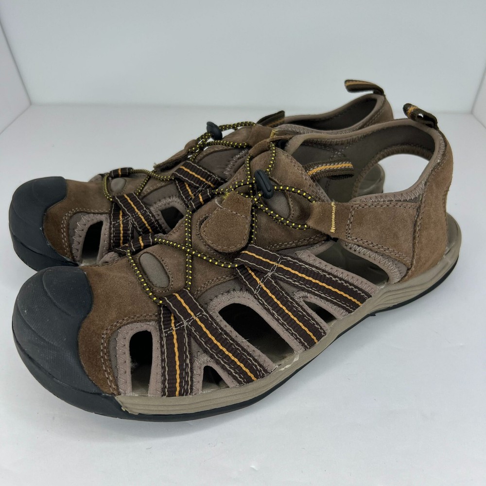 Croft & Barrow Size 12 Mens Brown Leather Fisherman Slip-On Sandals