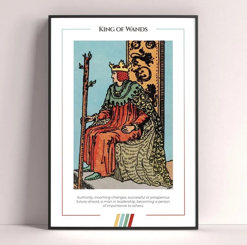 King of Wands Tarot Card Art Print Digital Download Poster