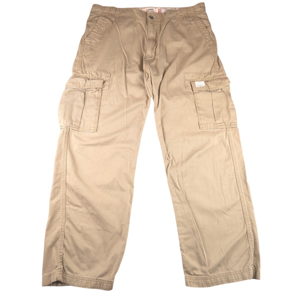 Vintage Levis Cargo Pants Mens 38x32 Beige Loose Straight Wide Leg Baggy Y2k