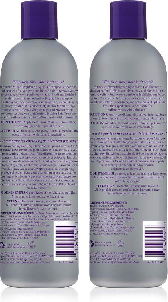 Jhirmack Silver Brightening Purple Shampoo and Conditioner Set for All Hair Types