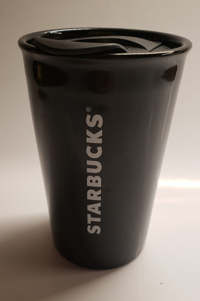 Starbucks 8oz Black Ceramic Travel Mug with Lid for Coffee Tea