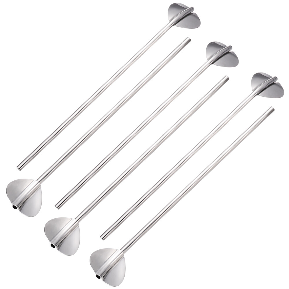 6-Pack Stainless Steel Heart-Shaped Reusable Drinking Straws by Bestonzon