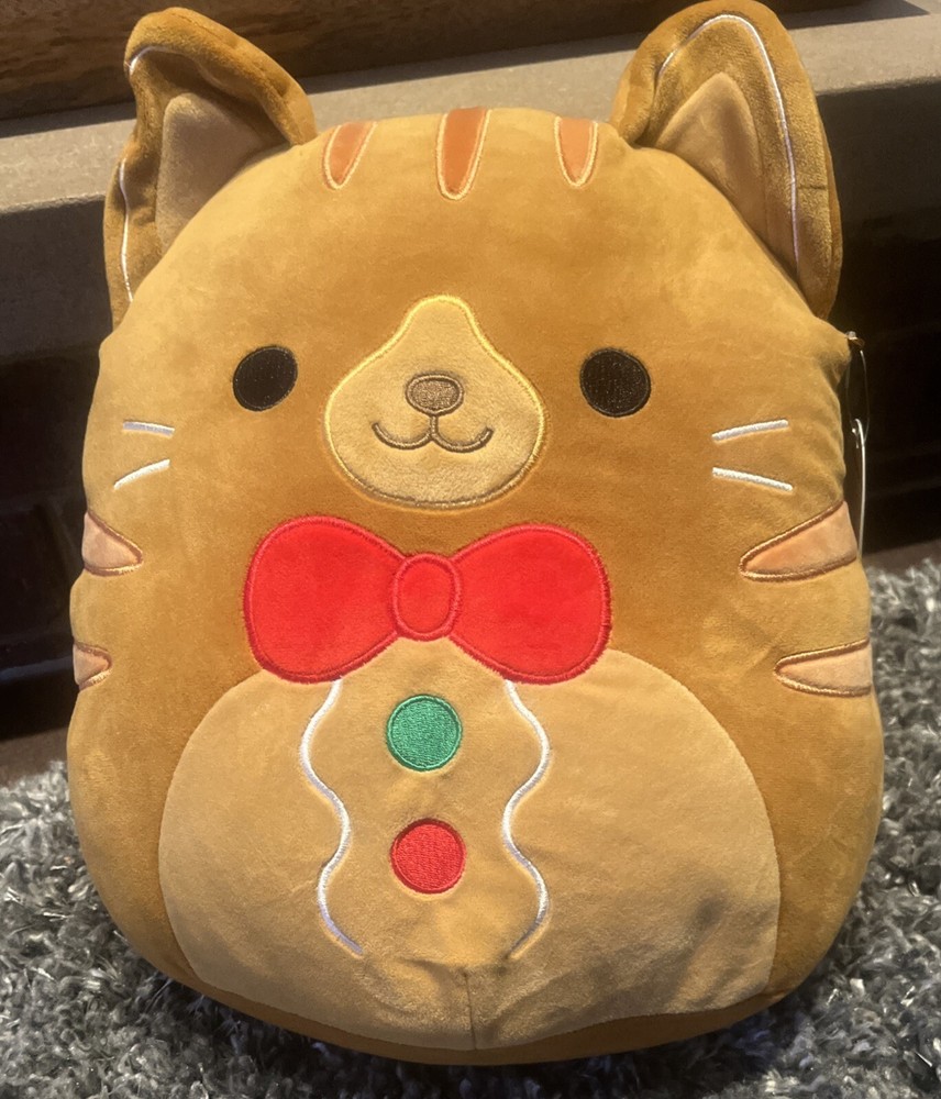 NWT Squishmallow Jones 12” Holiday Christmas Gingerbread Stuffed Cat Plush