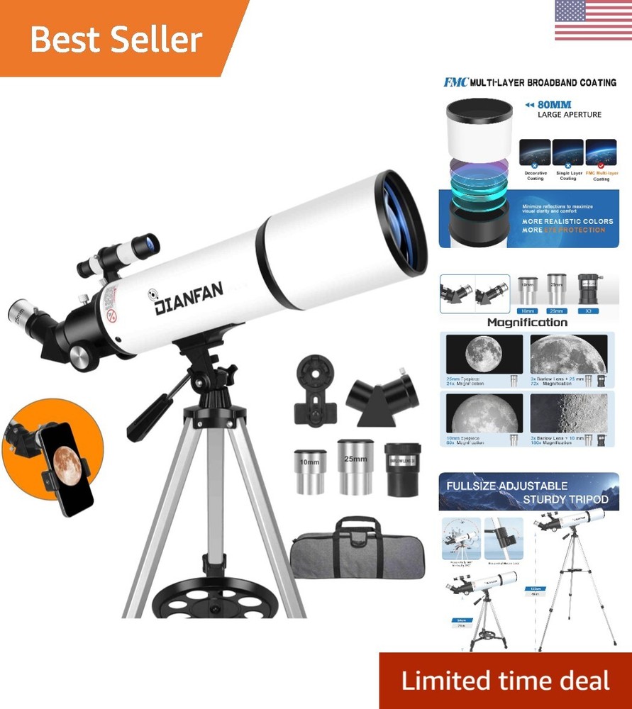 Telescope,80mm Aperture 600mm Telescopes for Adults Astronomy,Fully Mult-Coat...