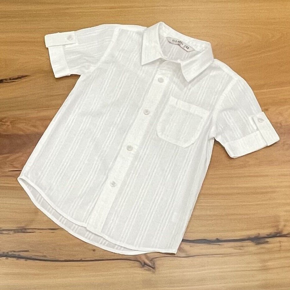 Old Navy White Cotton Beach Shirt Button-Front Short Sleeve XS 4 5