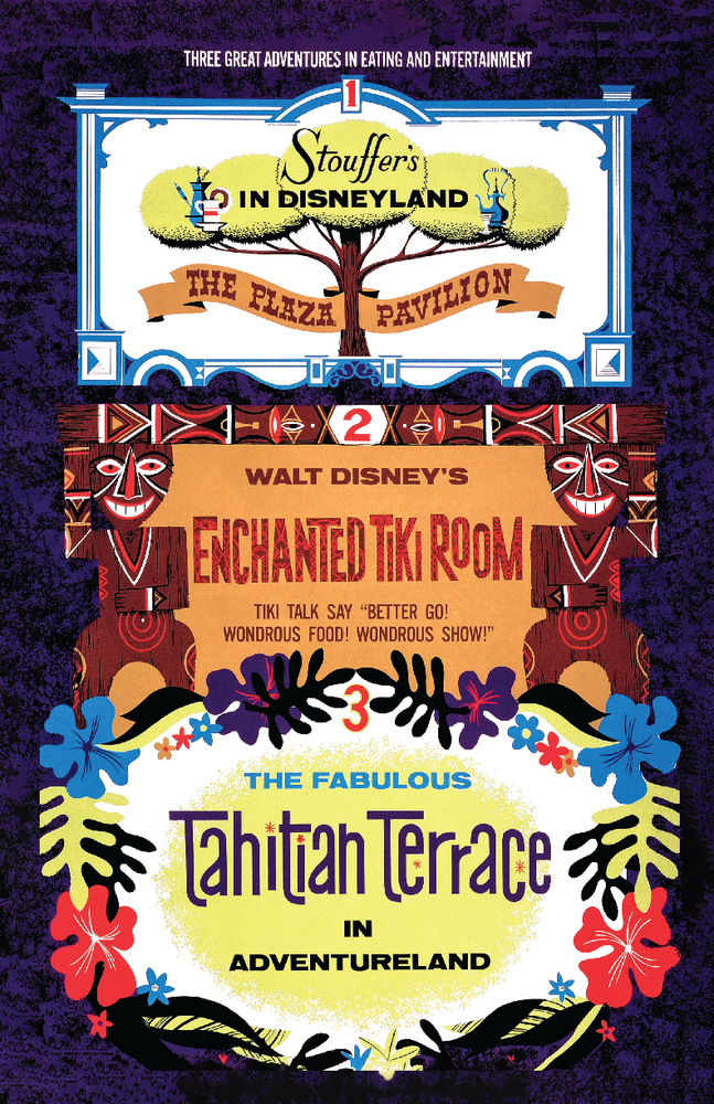 Disneyland Enchanted Tiki Room Vintage 13x19 Satin Art Print