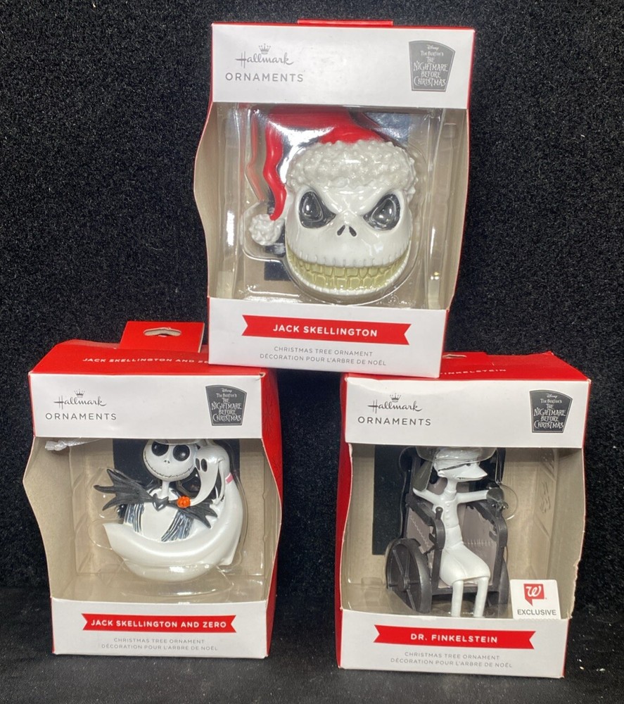 Hallmark Ornaments The Nightmare Before Christmas Jack Skellington & ZERO Lot 3