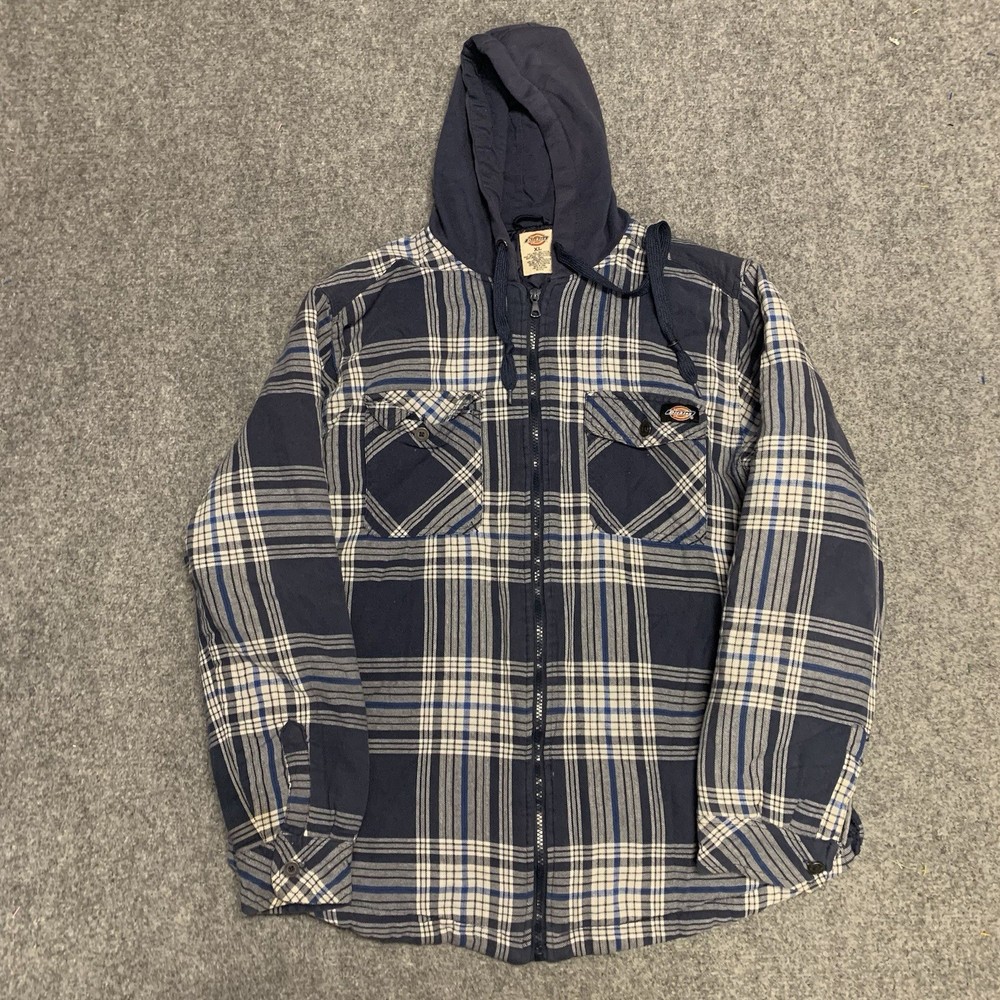 Dickies Men's XL 46-48 Work Flannel Jacket Quilted Lined Coat Hoodie