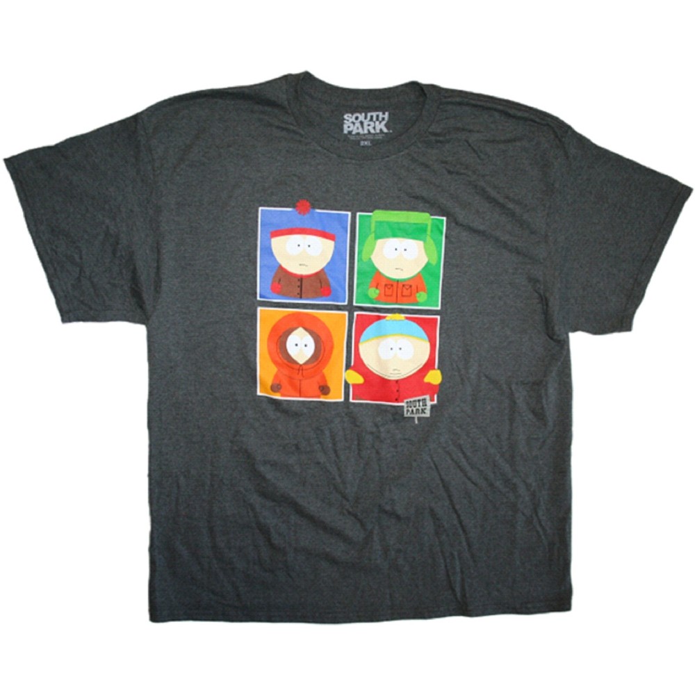 South Park Cartman, Stan, Kyle, and Kenny Men's Gray Short Sleeve T-Shirt NWT