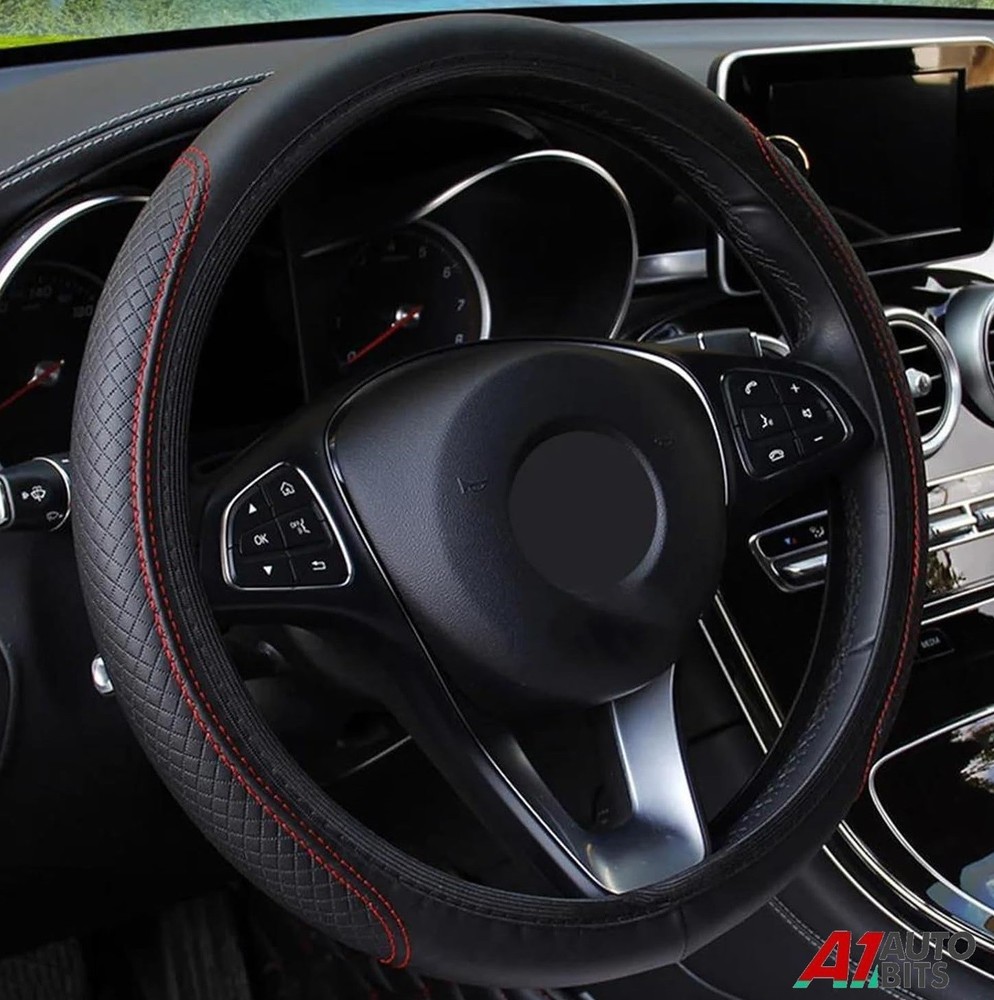Elastic Car Van Steering Wheel Cover D Or Round Shape Pu Leather Non-Slip 38cm