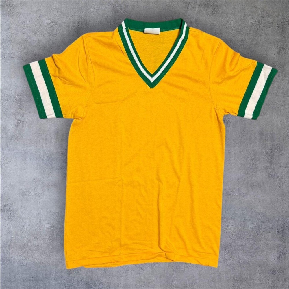 Vintage 70s baseball jersey yellow shirt medium Oakland athletics