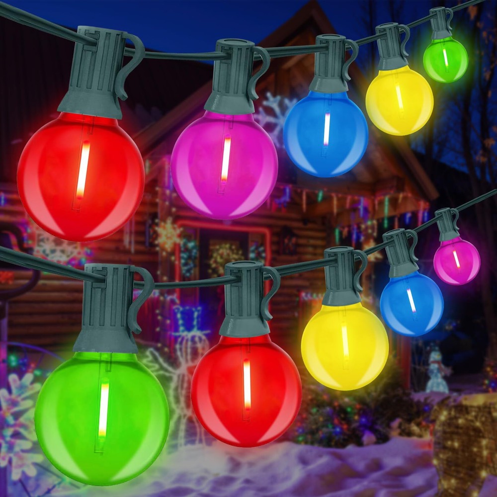 25FT Vintage Christmas String Lights Outdoor, G40 LED Christmas Decorations P...