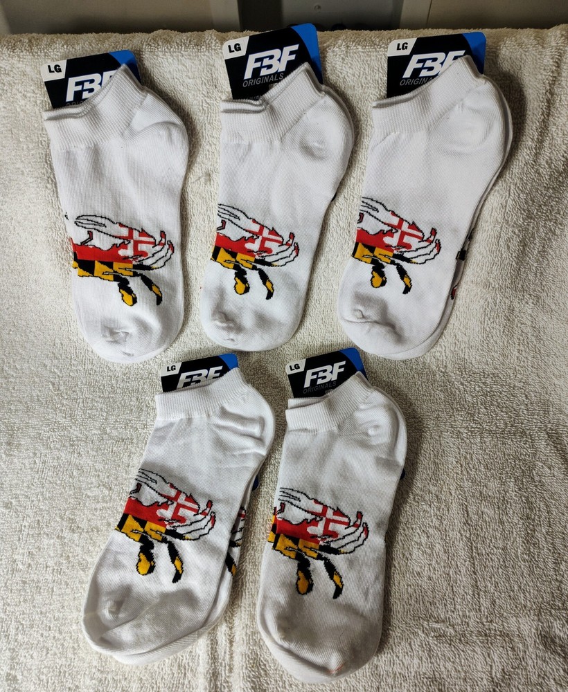 Maryland Terrapins Socks Mens Size Large 10-13 FBF NCAA Unisex Lot/Bulk (5) Pair