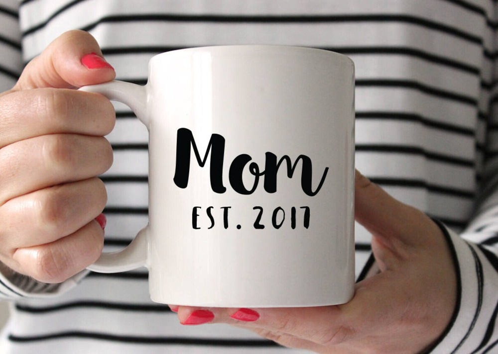 Custom Engraved Mother's Day Coffee Mug for New Moms Baby Shower Gift