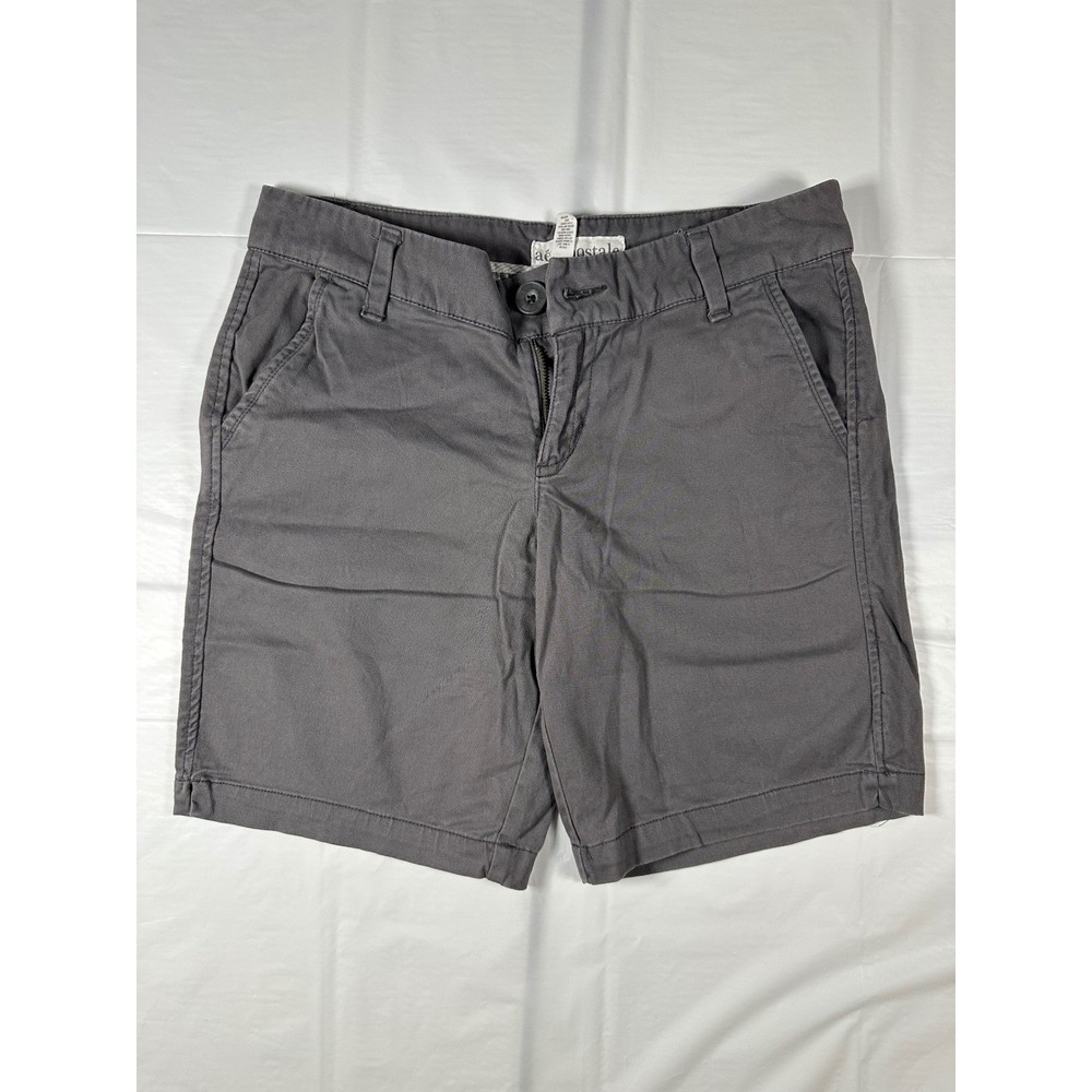 Aeropostale Stretch Chino Shorts Womens 9/10 Gray Cotton Blend Casual Mid Rise