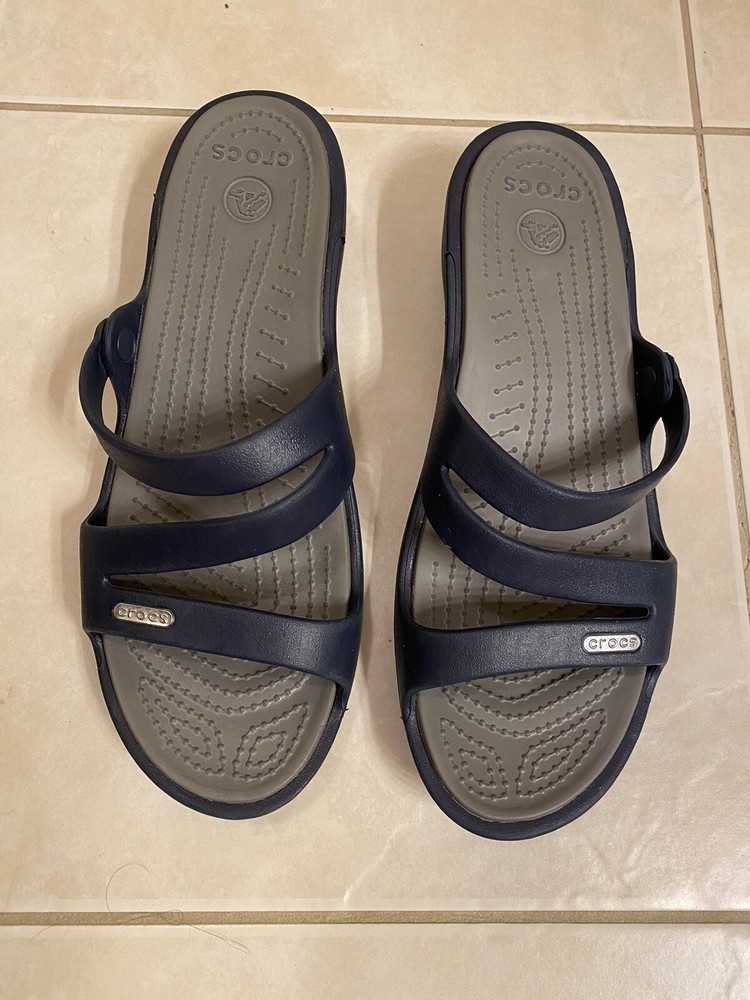 Crocs Patricia Wedge Sandal Women's Size 9 Blue Strappy Waterproof Slide Comfort