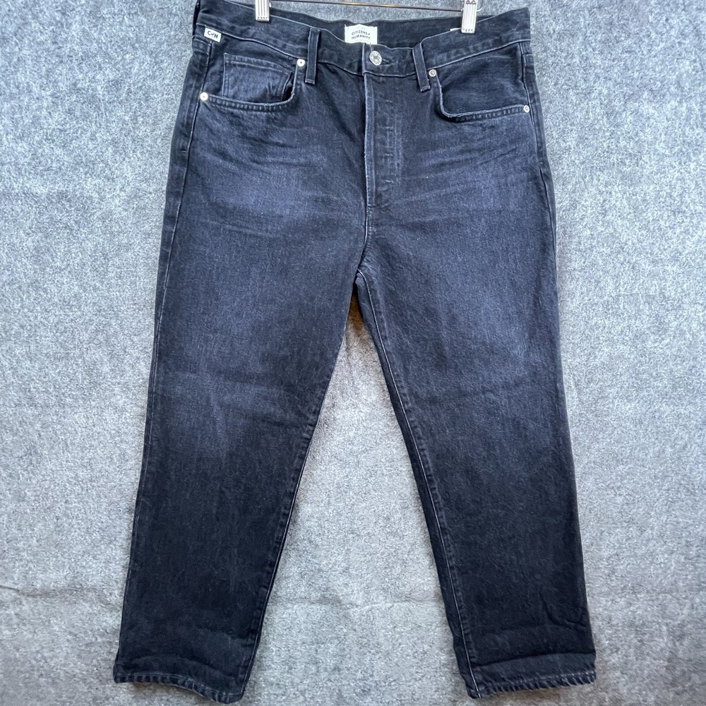 Citizens of Humanity Womens Emery Crop Vintage Straight Jeans 30 Black