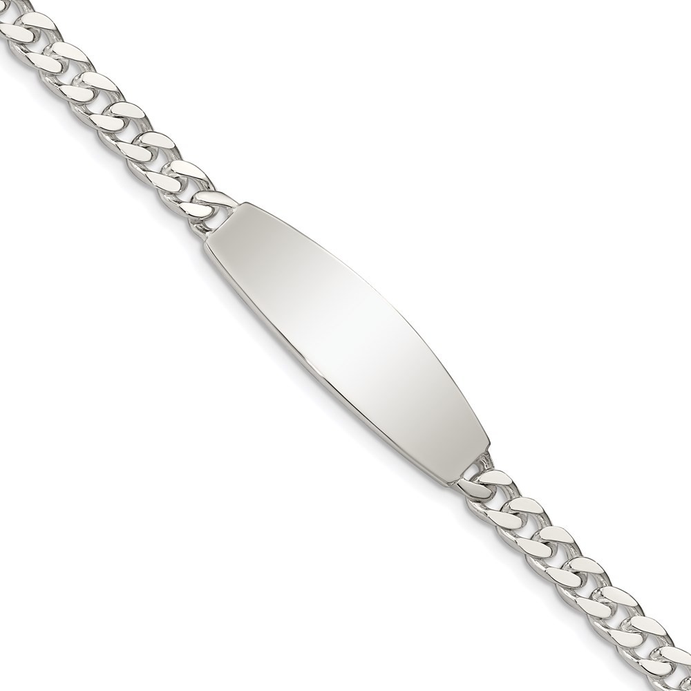 Sterling Silver Curb Link Chain ID Bracelet 8.5