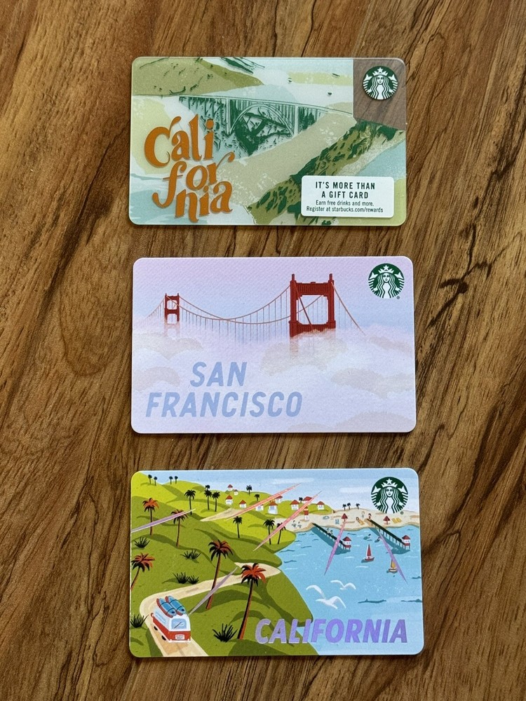 Starbucks California San Francisco Gift Card Set of 3 Brand New No Value-image