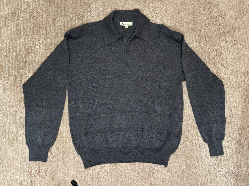 Aquascutum Medium Sweater Mens Grey Wool M 48 Made in Italy