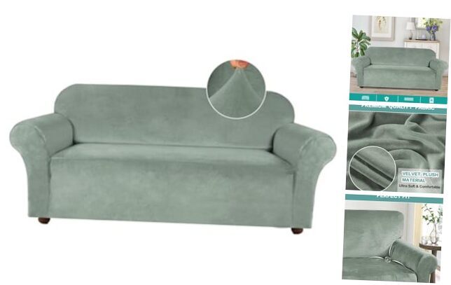 Velvet Couch Covers Covers for 3 Cushion Couch Stretch Sofa Sea Grass
