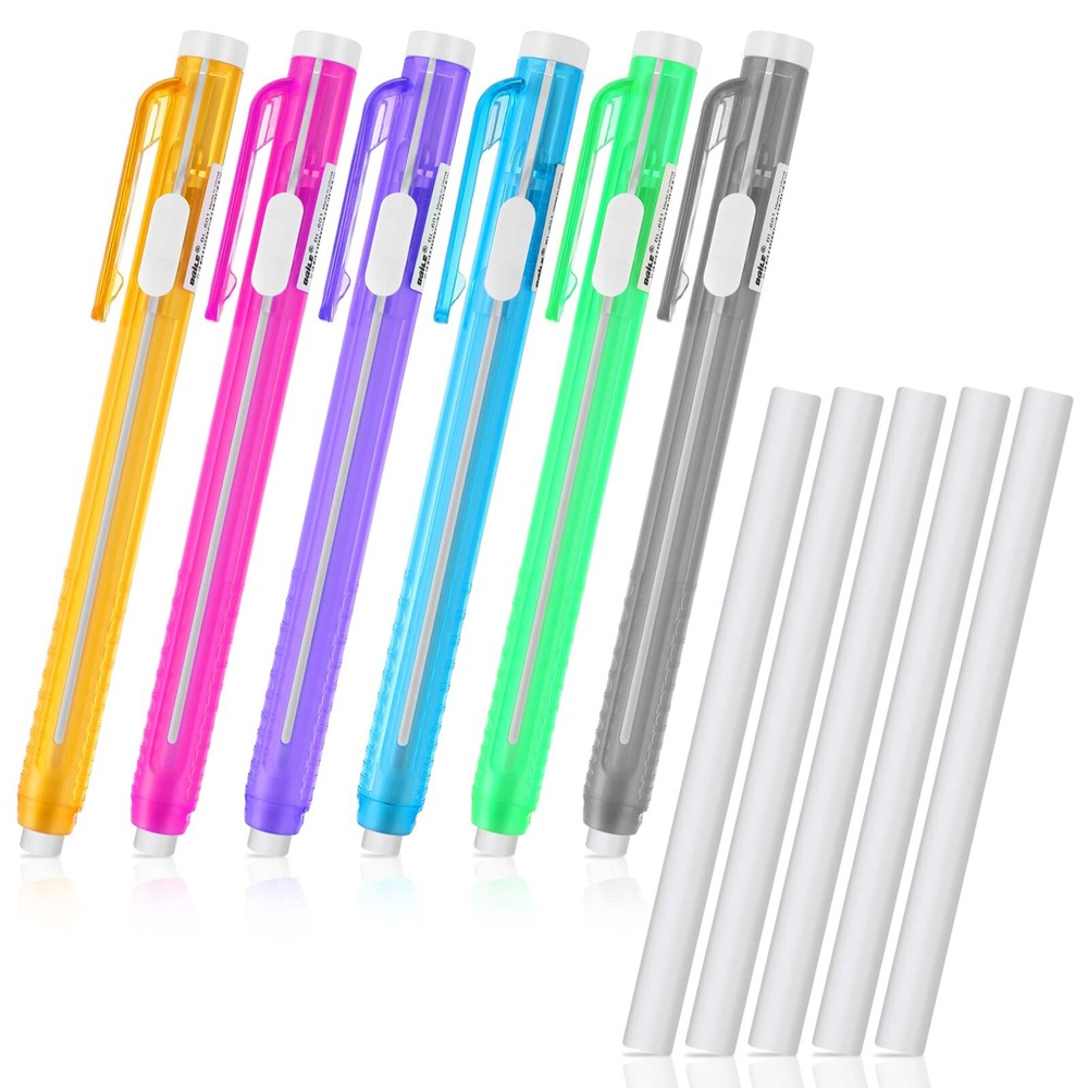Molain 12 Pcs Erasers Pen-Style Set, Durable 6 Retractable Click Eraser Pen S...