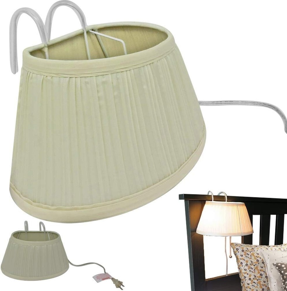 Soft Fabric Shade Headboard Reading Lamps - Easy Pull Cord Operation (2-Pack)