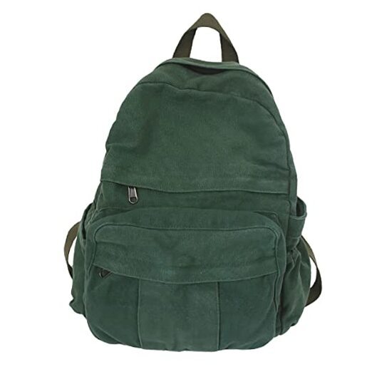 Vintage Green Travel Laptop Backpack for Women - Stylish Canvas Bag