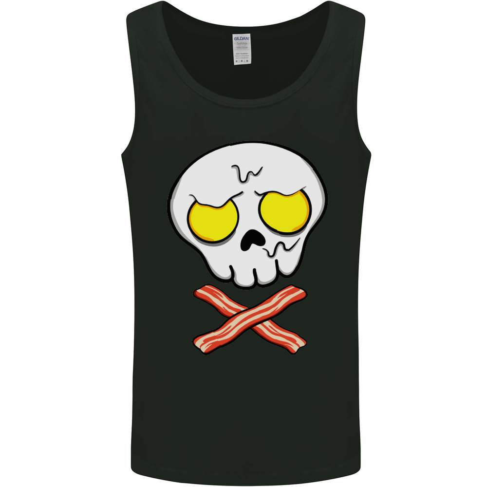 Bacon & Egg Skull & Crossbones Funny Mens Vest Tank Top