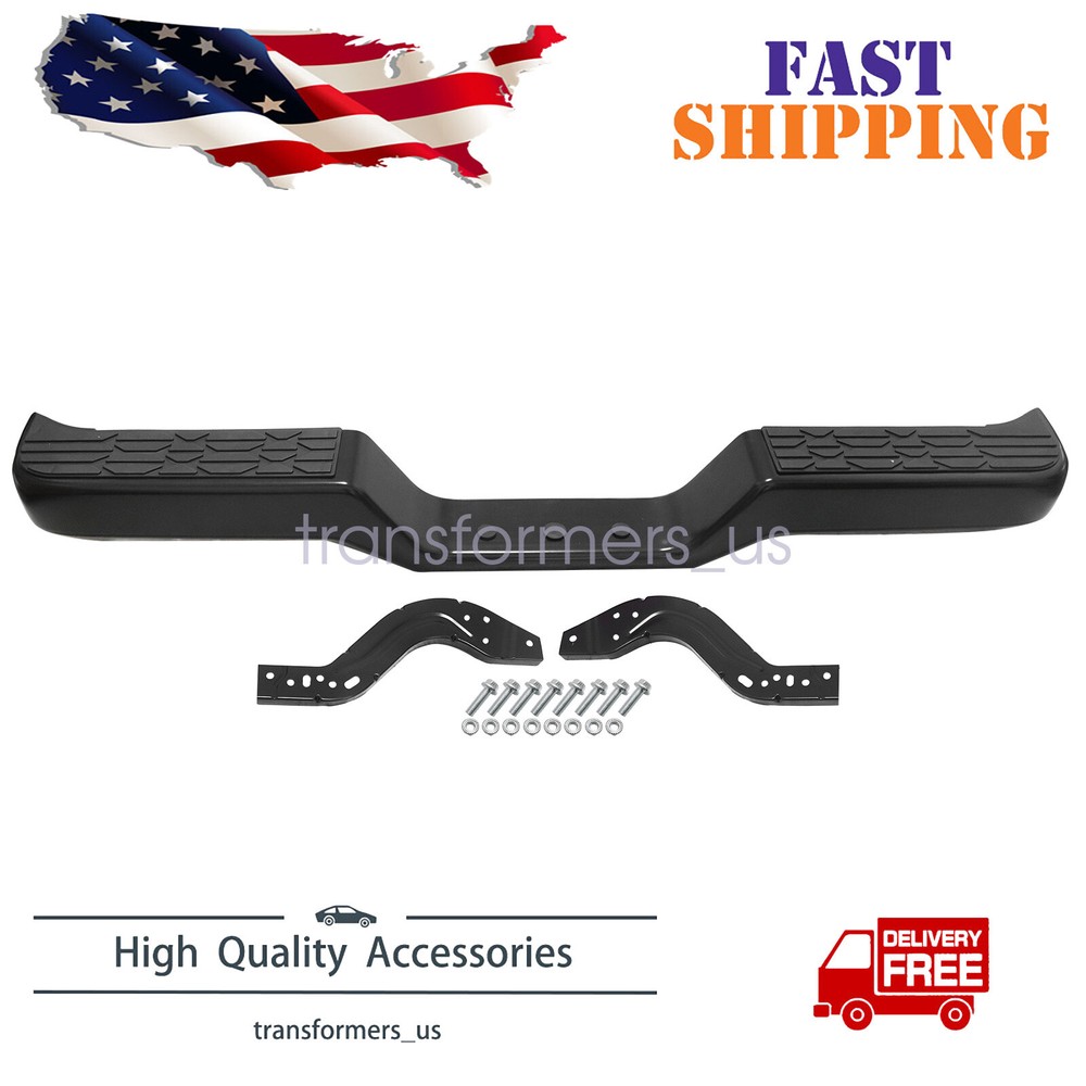 Black Powder-Coated Rear Bumper Assembly w/ Brackets For 1989-1995 Toyota Pickup