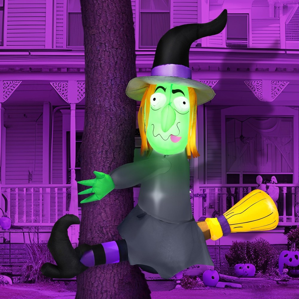 Joiedomi 4FT Halloween Inflatable Witch with Built-in LED Lights for Outdoor Decor