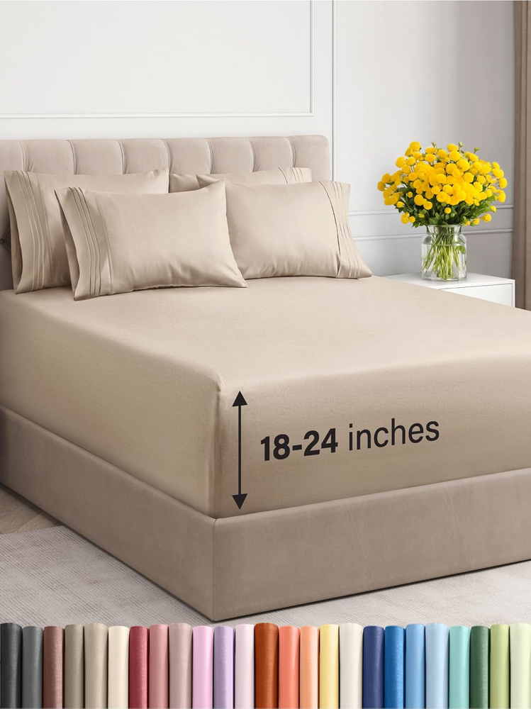 6-Piece Full Wheat Extra Deep Cooling Bed Sheet Set for Ultimate Comfort