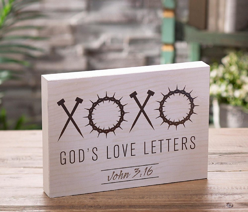 God's Love Letters Nails & Throny Corwns XOXO Valentine's Wooden Sign 11