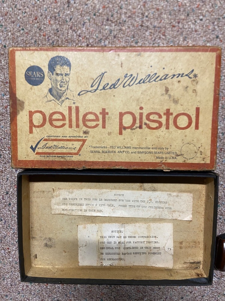 Vintage Sears 126.1909 Ted Williams CO2 .22 Caliber Match Pistol Air Gun