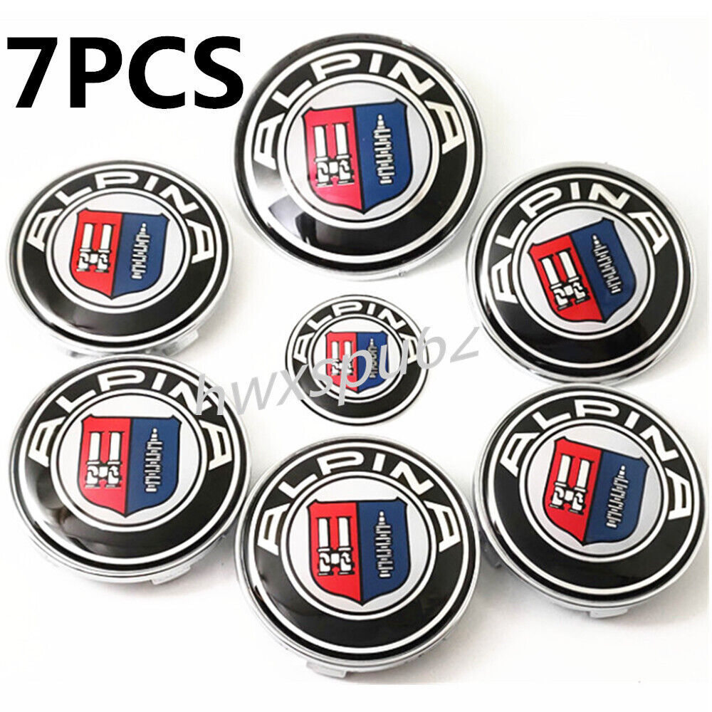 7PCS Hood Trunk Steering Wheel Center Hub Cap Emblem Caps Badge for ALPINA