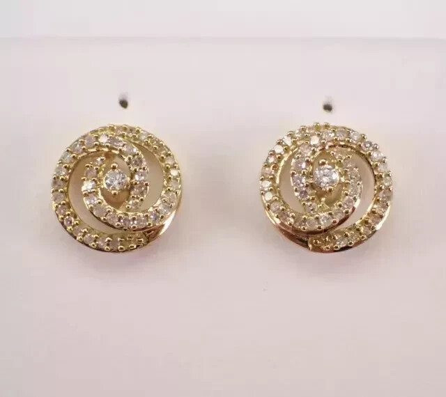 Round Cut Simulated Diamond 14K Yellow Gold Plated Wedding Stud Earrings for Women