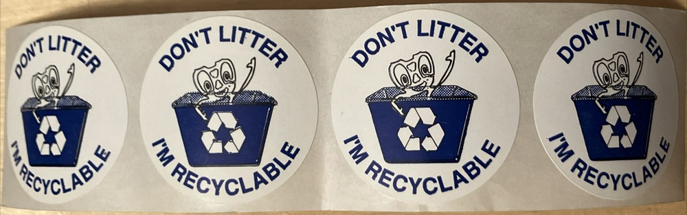 4 Vintage 80’s Sayings Stickers Don't Litter I'm Recyclable Recycle Plastic Crab