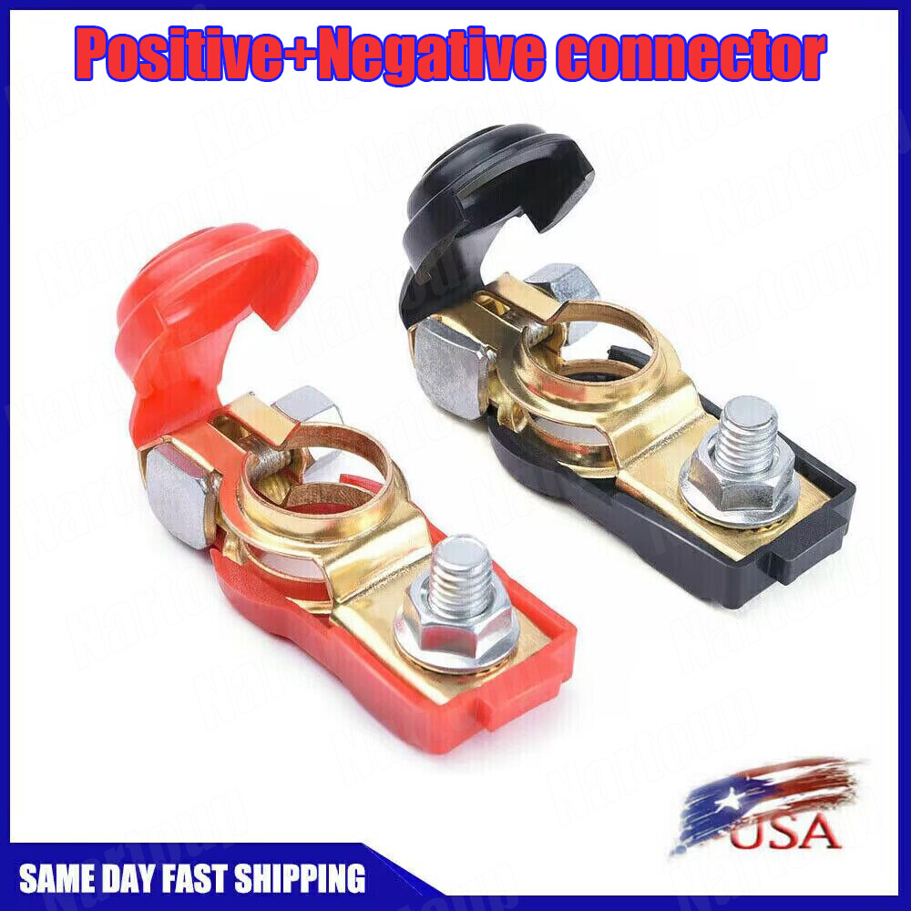 Car Battery Terminals Cable Ends Connector Clamp Negative Positive for Marine US