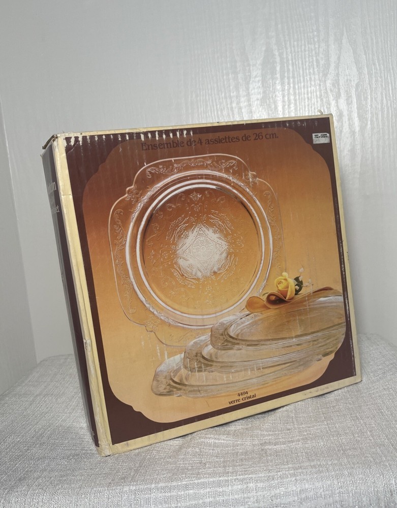 Recollection Clear Indiana Glass 4494 4 Piece Dinner Plates Set  W/ Box Crystal