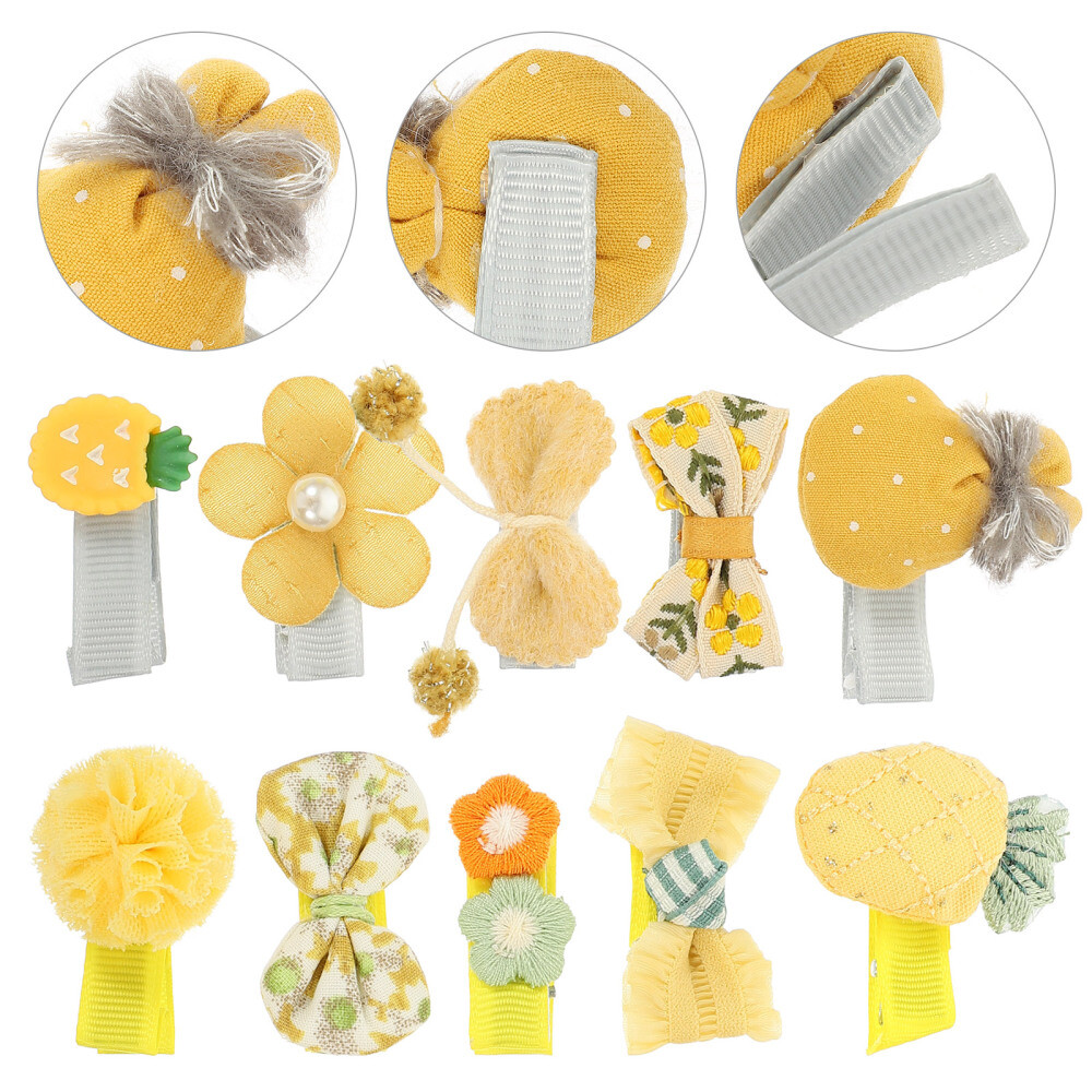 10 Pcs Ribbon Bow Hair Clips for Girls Trimmer Hairpins