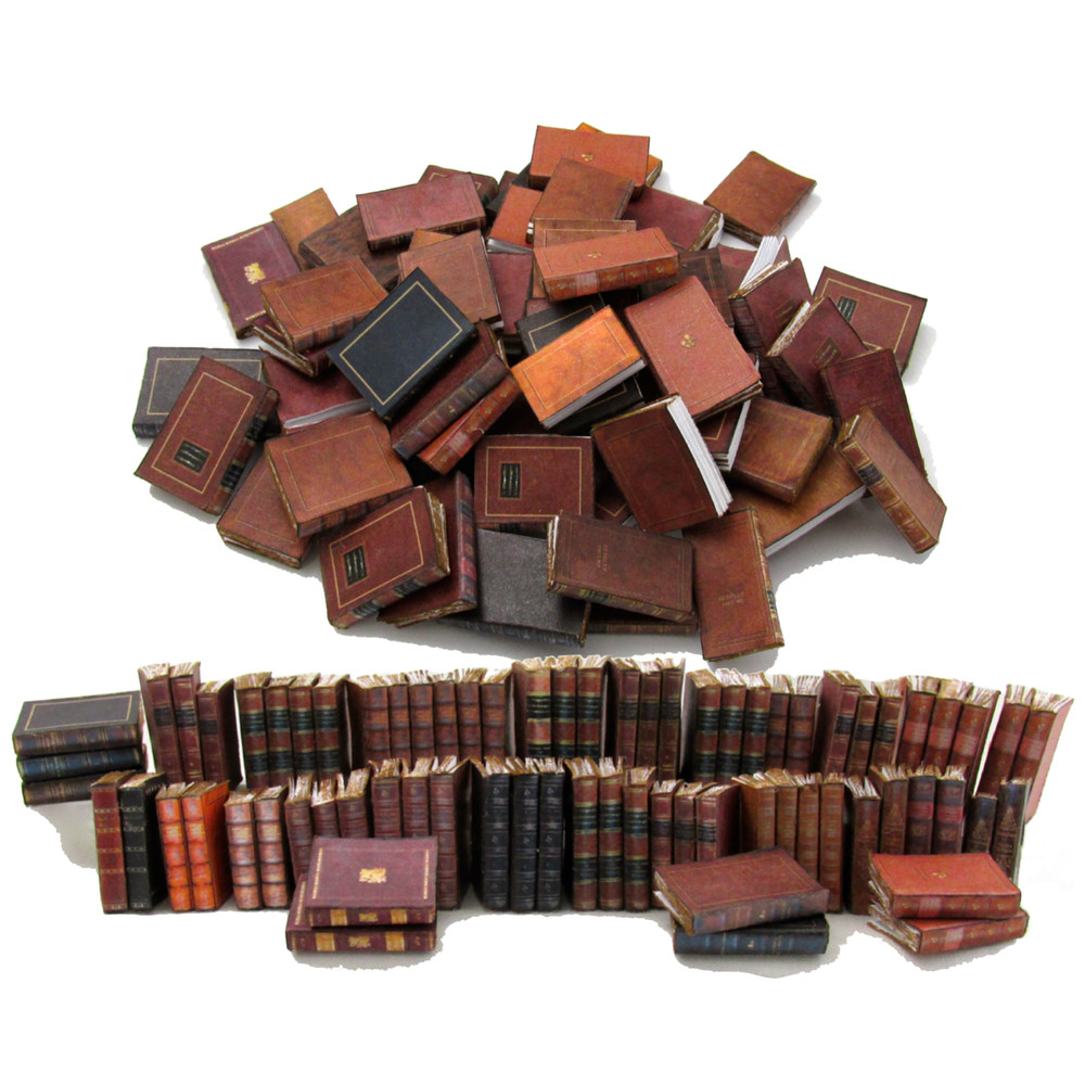 LIBRARY Prop Books 199 Pc Miniature Dollhouse Books 1:12 Scale Bookshelf Decor
