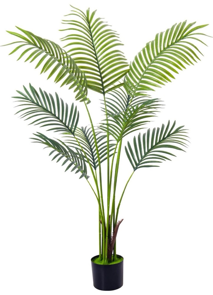 4ft Artificial Golden Cane Palm Tree for Indoor Outdoor Home Decor