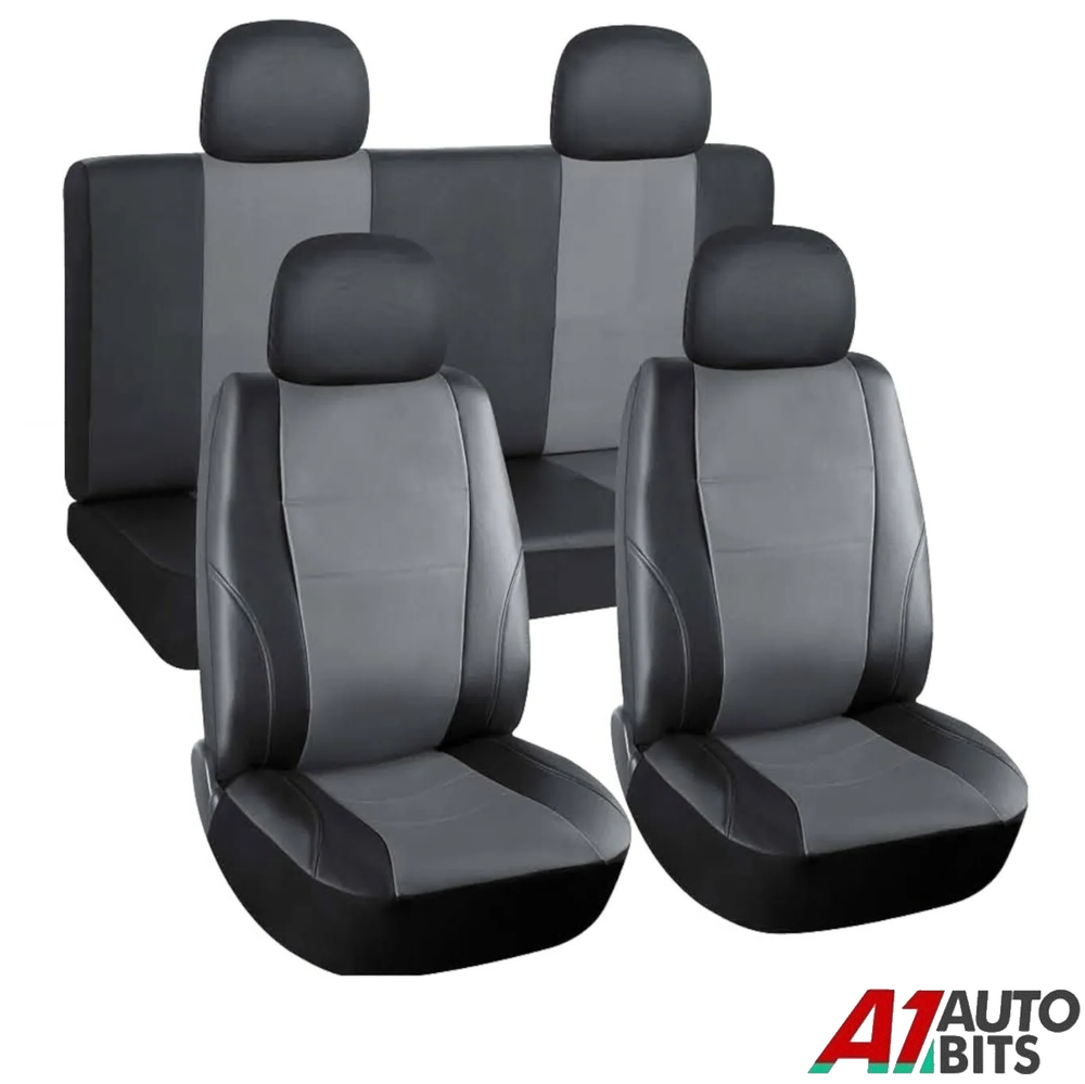 Car Seat Covers Protectors Grey Black Leatherette Full Set Heavy Duty For Audi