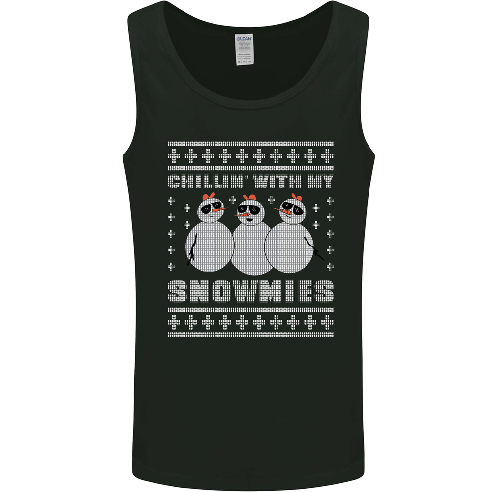 Chillin With My Snowmies Funny Christmas Mens Vest Tank Top