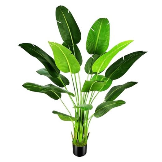 7.2ft Artificial Silk Bird of Paradise Palm Tree with 17 Trunks 85in Tall