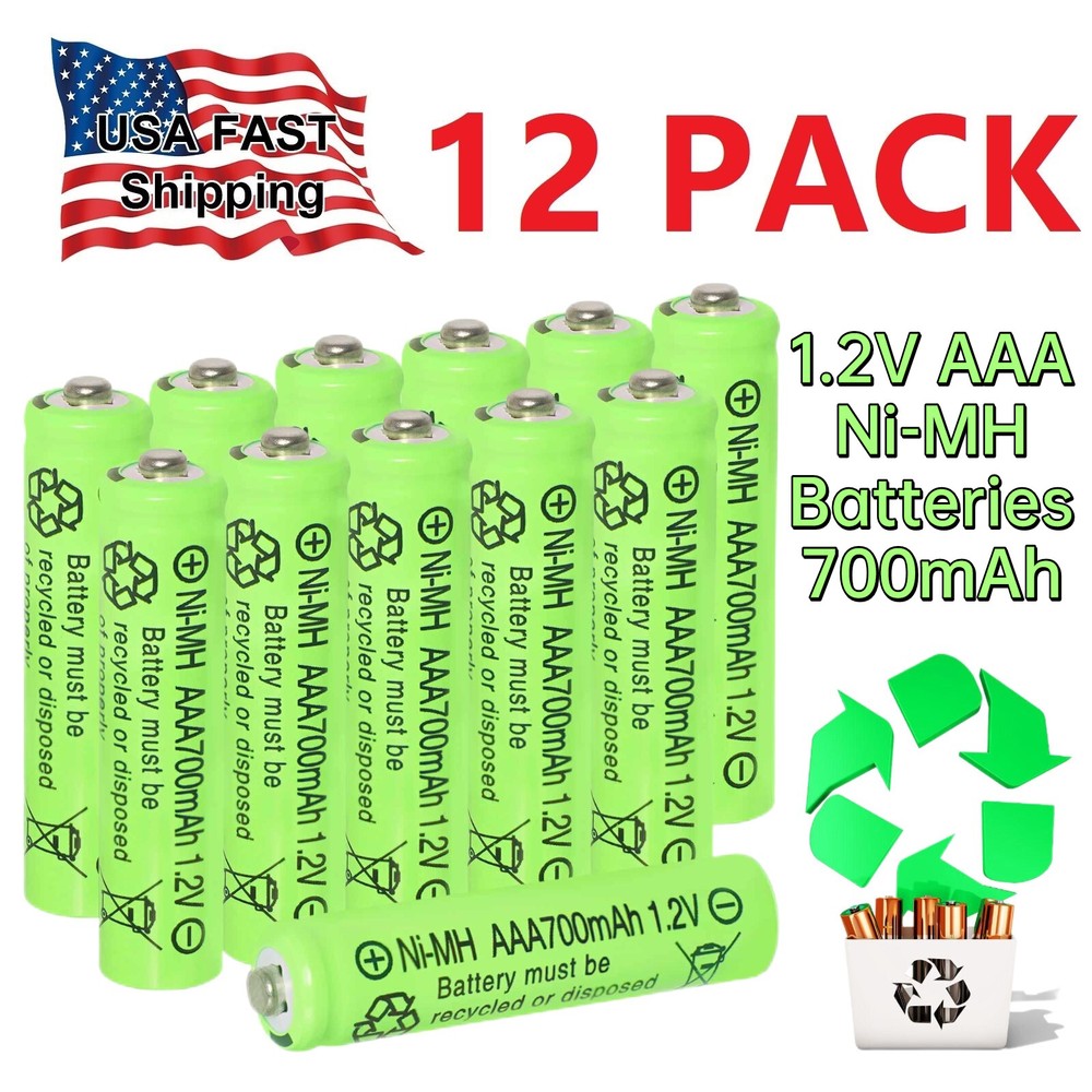12X 700mAh Ni-MH AAA Rechargeable Batteries 1.2v Battery for Garden Solar Lights