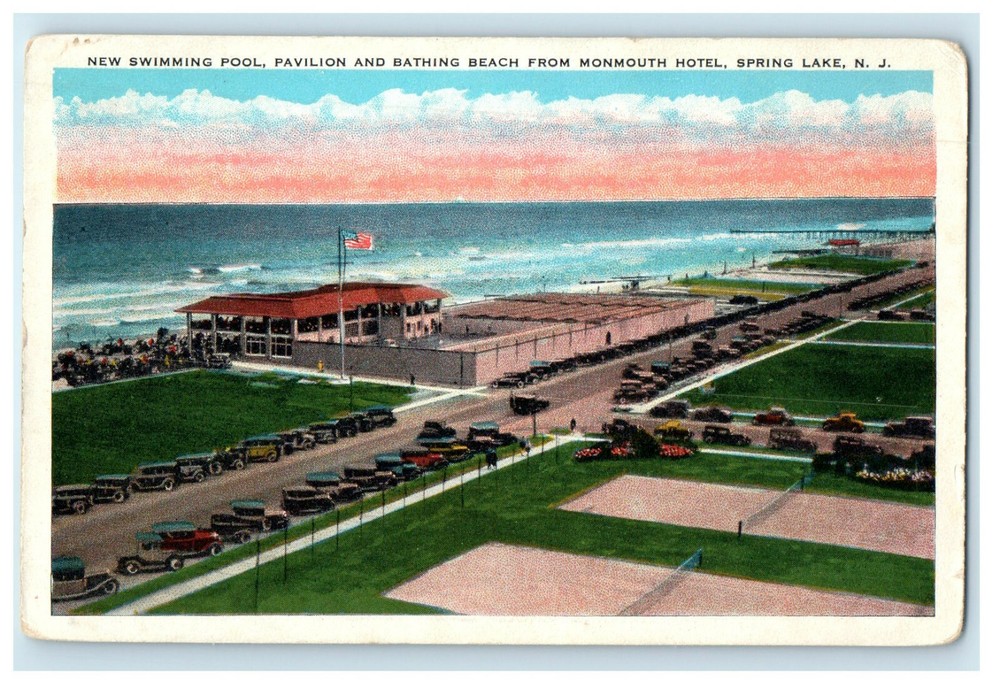 c1920 Pavilion & Bathing Beach Monmouth Hotel Spring Lake New Jersey NJ Postcard