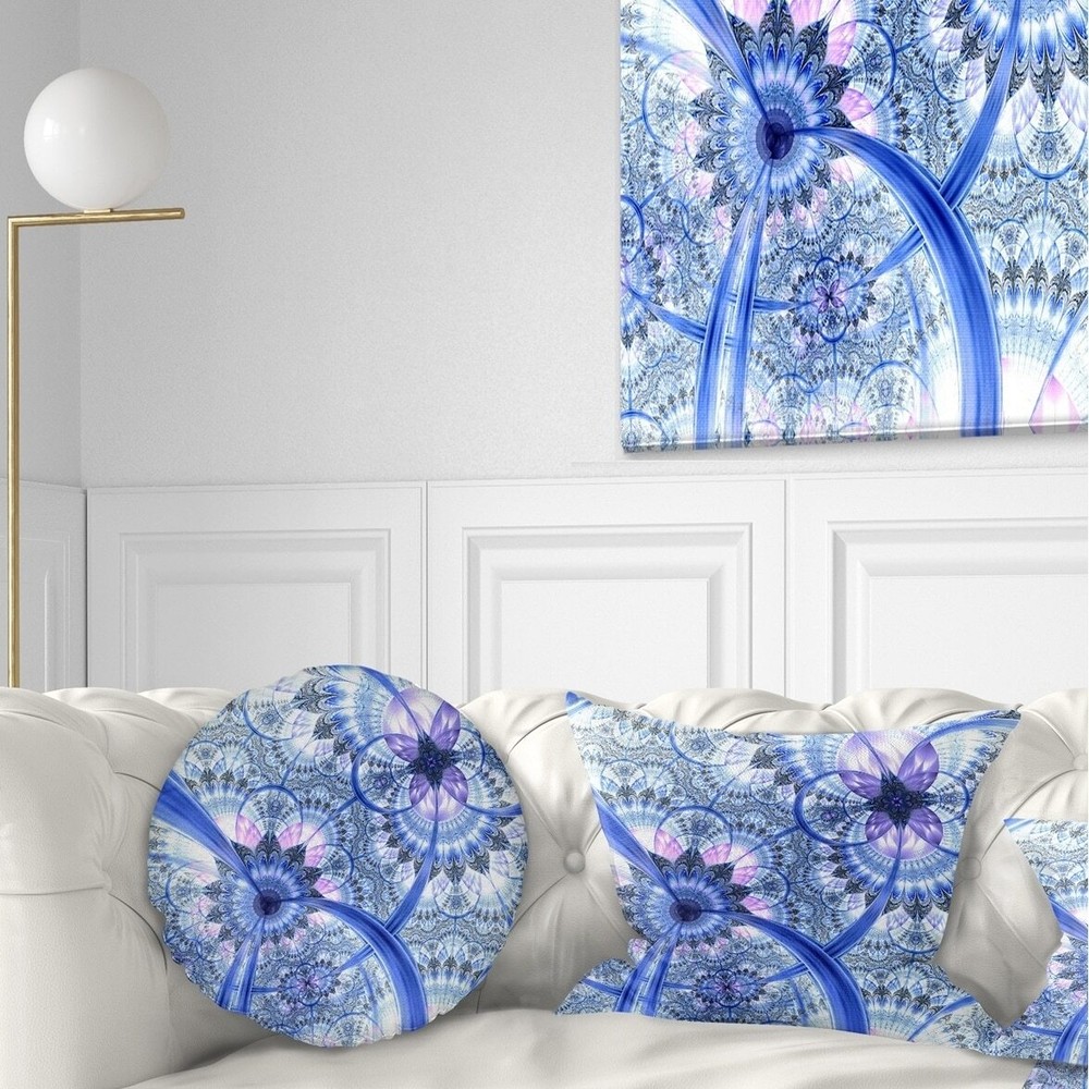 Designart 'Bright Blue Fractal Floral Pattern' Floral Throw