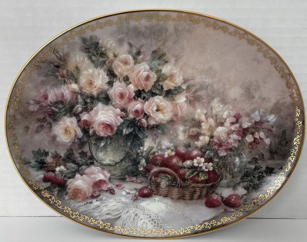 Lena Liu Garden Delights Porcelain 1st Edition Oval Cottage Plate 4404C Vintage