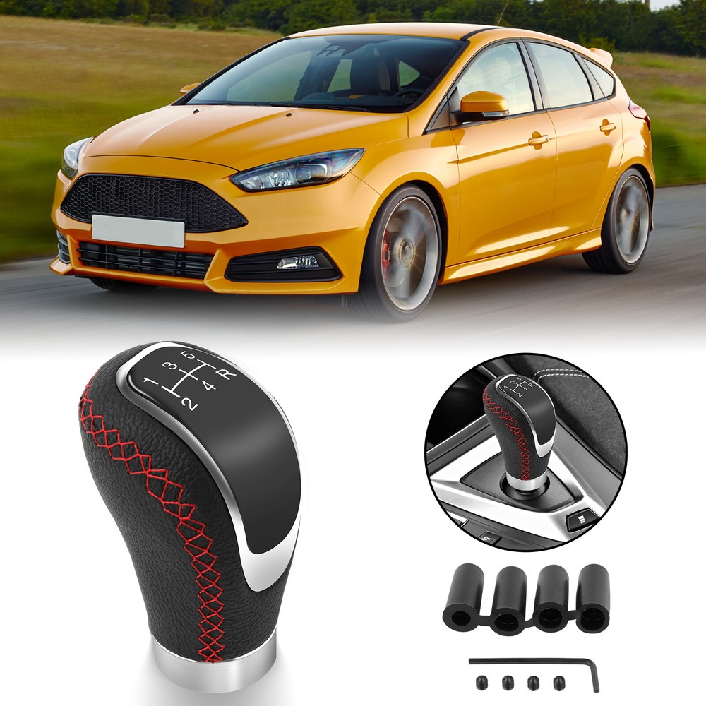 For Ford Focus Leather Manual Gear Stick Shift Knob Shifter Lever Head 5/6 Speed